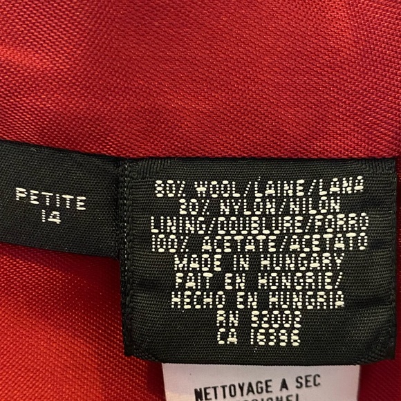 Liz Claiborne Womens Red Wool Blazer w Notch Lapel & Pockets / Size 14 Petite - Picture 11 of 12